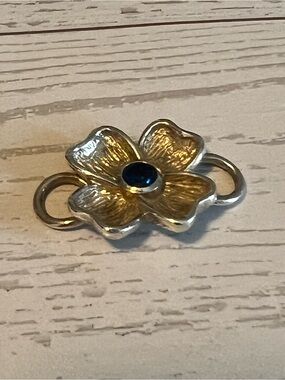 LeStage Sterling Silver Dogwood Birthstone Clasp Blue Center
